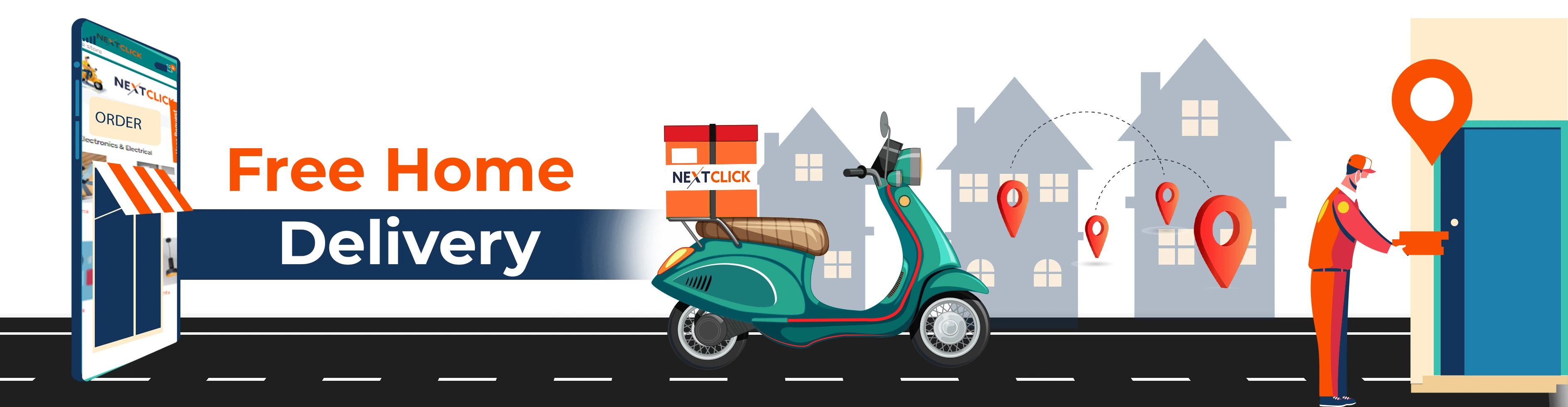Free home delivery on online orders from the nextclick app