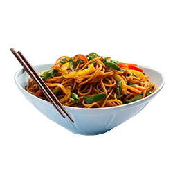 Chinese nodels in bowl with chopsticks